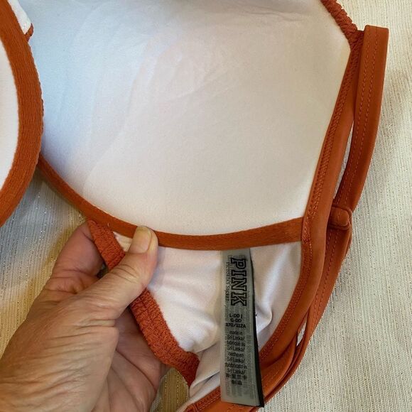 Pink Victoria’s Secret Swim Set Crinkle Push Up Top Size L DD Bottom Size L - Picture 12 of 13